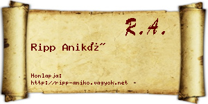 Ripp Anikó névjegykártya